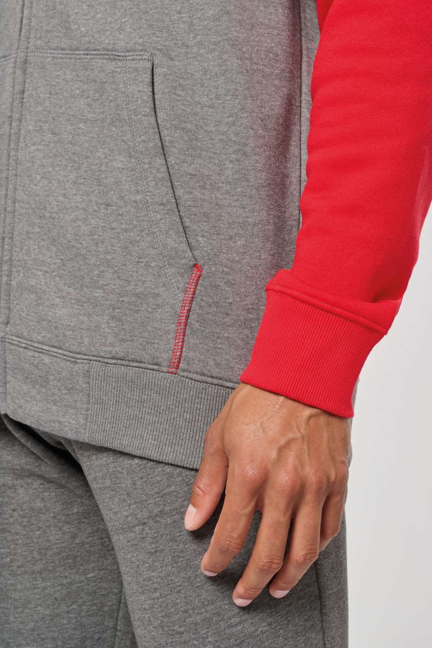 UNISEX TWO-TONE ZIPPED HOODED FLEECE JACKET - Slika 2
