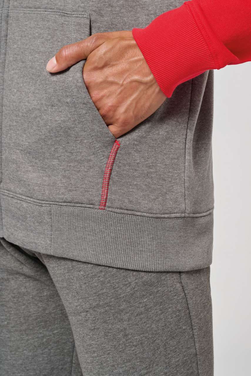 UNISEX TWO-TONE ZIPPED HOODED FLEECE JACKET - Slika 3