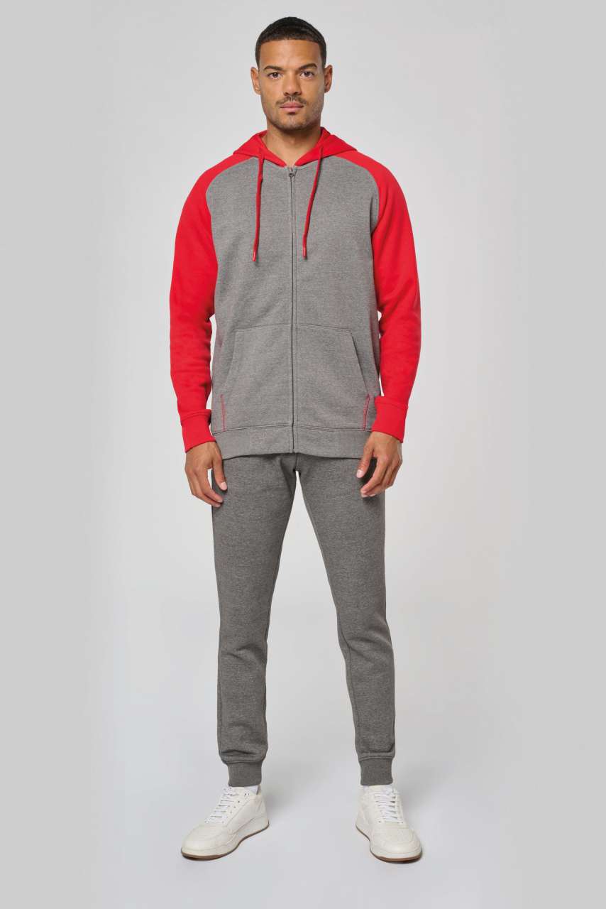 UNISEX TWO-TONE ZIPPED HOODED FLEECE JACKET - Slika 4