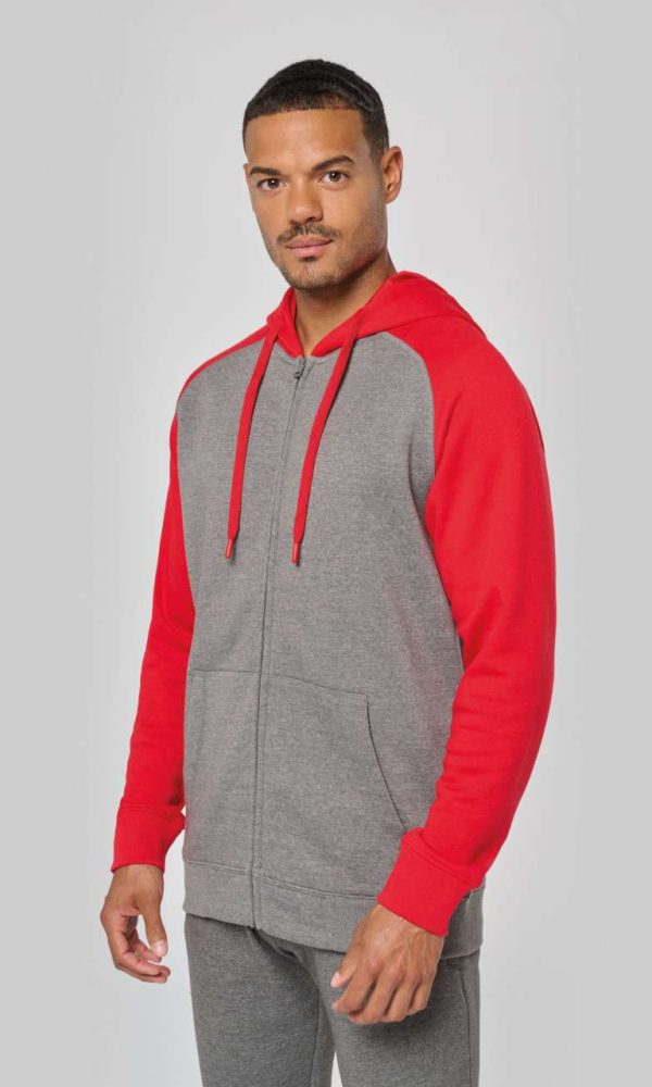 UNISEX TWO-TONE ZIPPED HOODED FLEECE JACKET