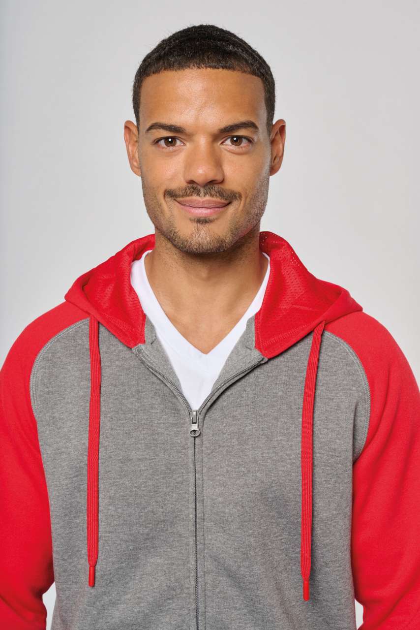 UNISEX TWO-TONE ZIPPED HOODED FLEECE JACKET - Slika 7
