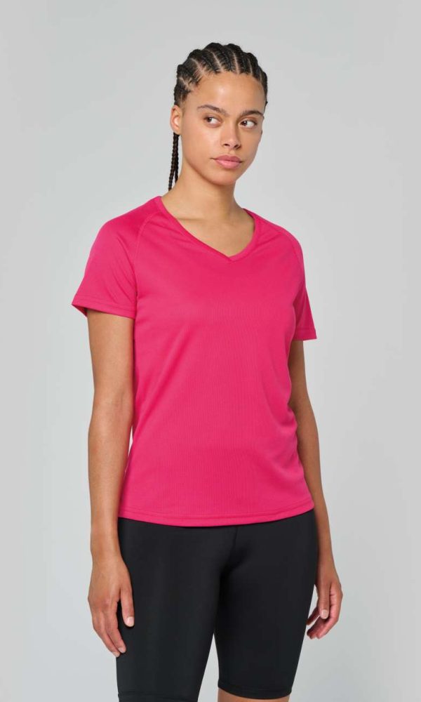 LADIES’ V-NECK SHORT SLEEVE SPORTS T-SHIRT