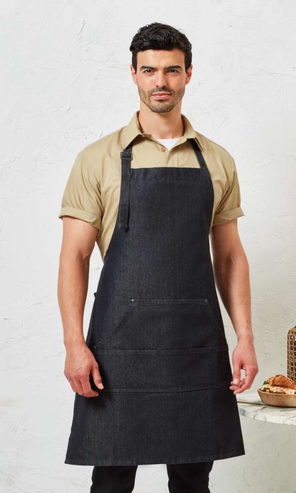 JEANS STITCH DENIM BIB APRON