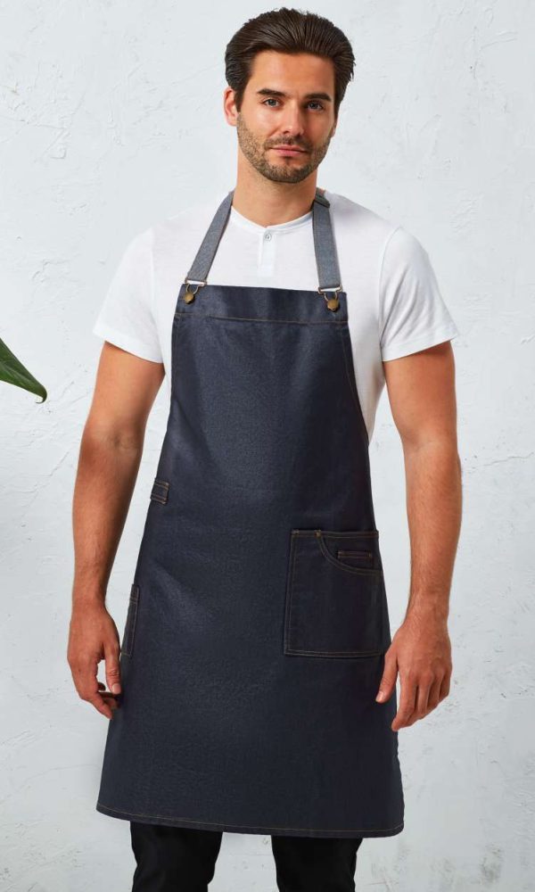 'DISTRICT' WAXED LOOK DENIM BIB APRON