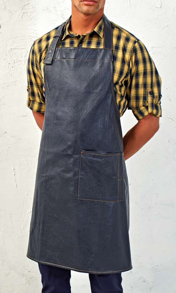 FAUX LEATHER BIB APRON