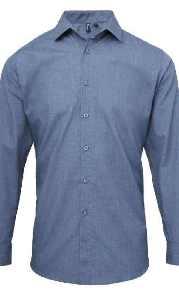 MEN'S CROSS-DYE ROLL SLEEVE POPLIN BAR SHIRT