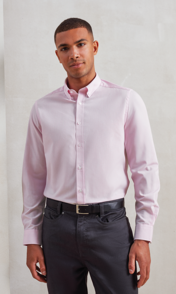 MEN’S COTTON RICH OXFORD STRIPES SHIRT