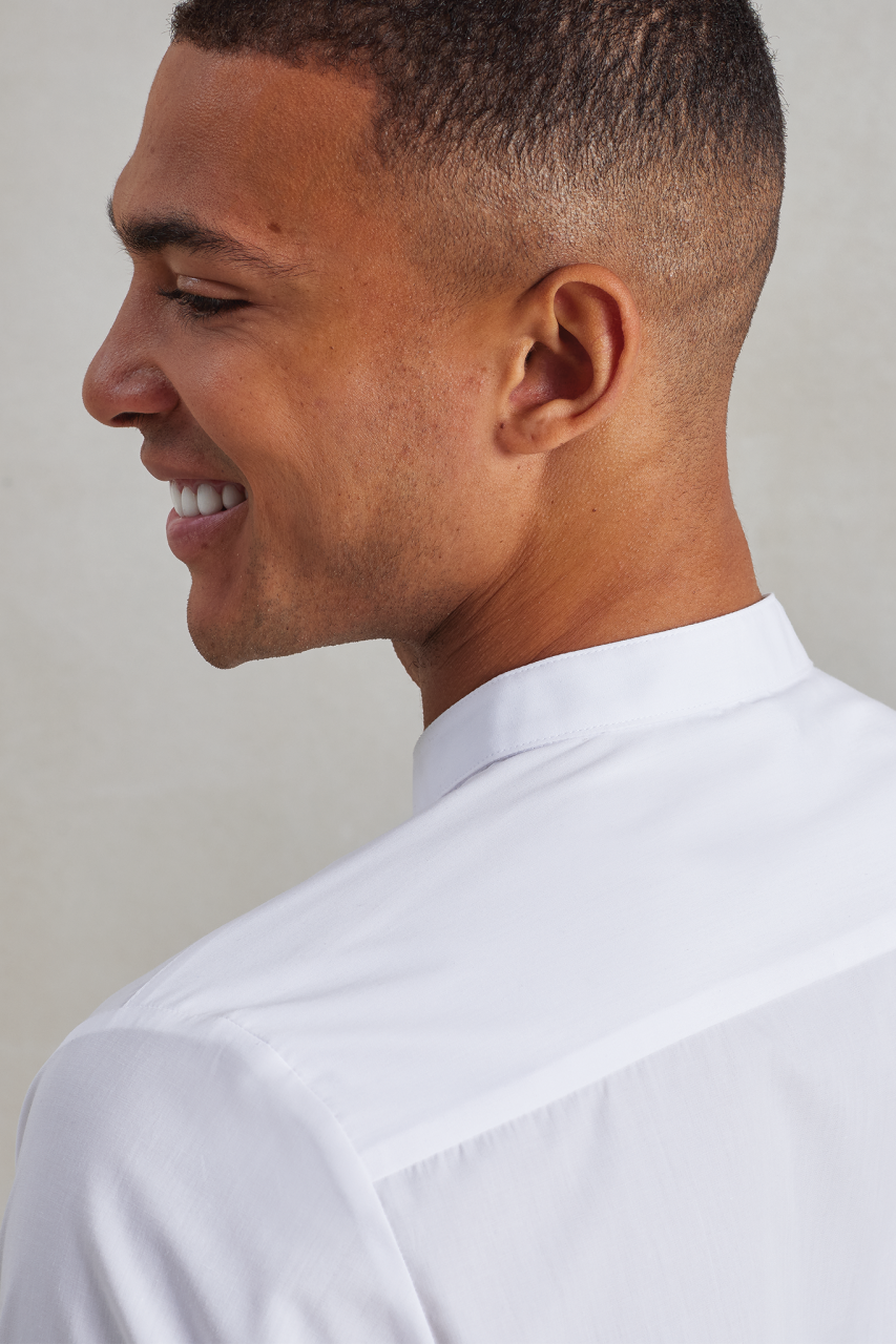 BANDED COLLAR 'GRANDAD' LONG SLEEVE SHIRT - Slika 4