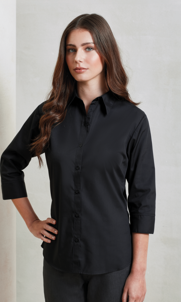WOMEN'S POPLIN 3/4 SLEEVE BLOUSE