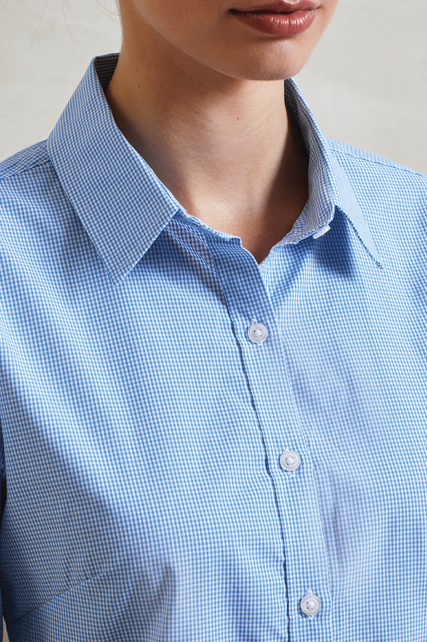 WOMEN'S LONG SLEEVE GINGHAM MICROCHECK SHIRT - Slika 2