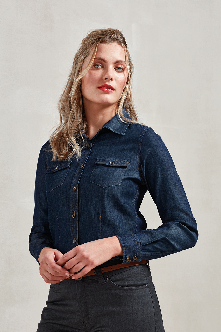WOMEN'S JEANS STITCH DENIM SHIRT