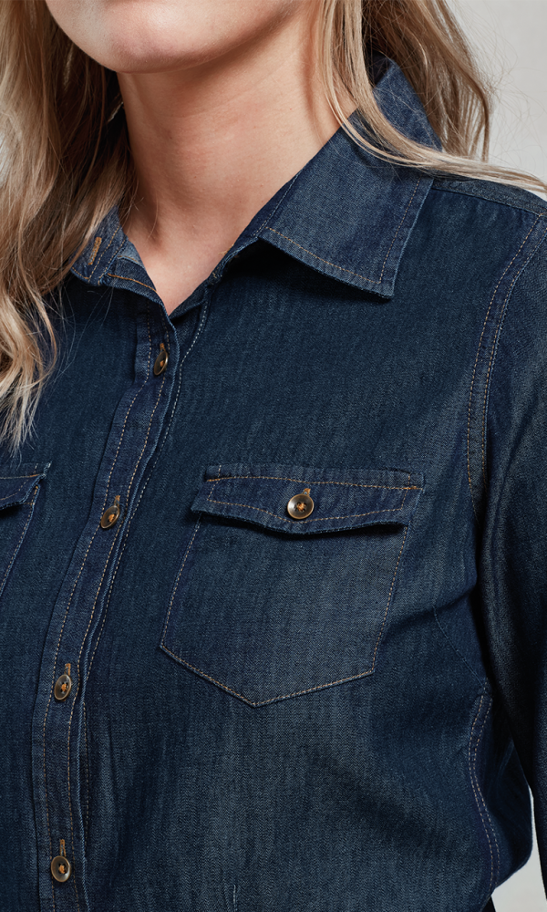 WOMEN'S JEANS STITCH DENIM SHIRT