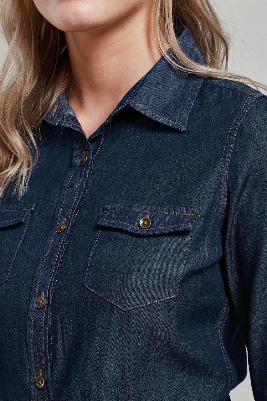 WOMEN'S JEANS STITCH DENIM SHIRT - Slika 3