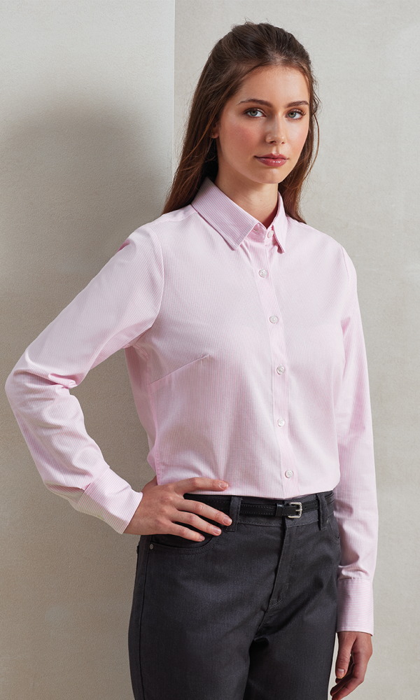 WOMEN'S COTTON RICH OXFORD STRIPES SHIRT