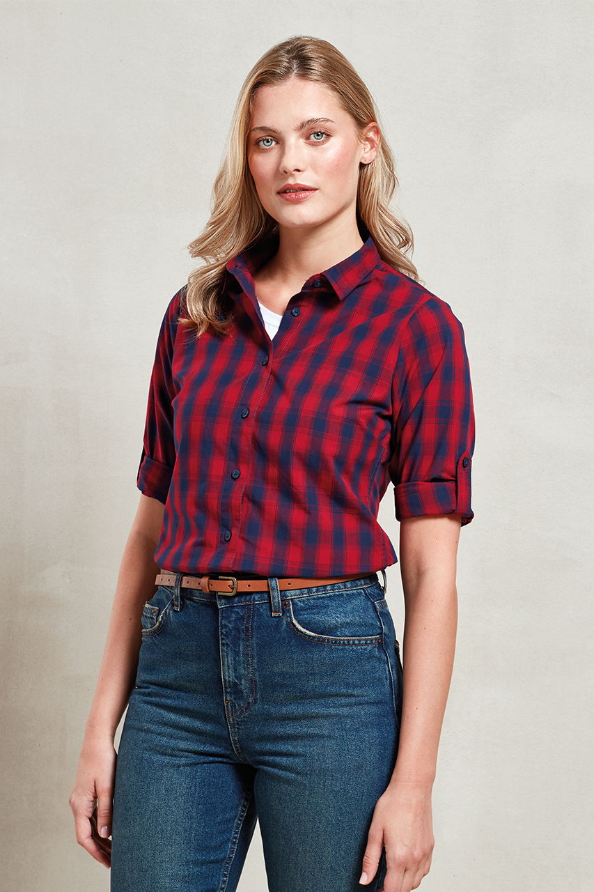 'MULLIGAN' CHECK - WOMEN'S LONG SLEEVE COTTON SHIRT