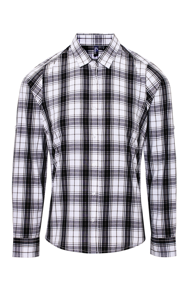 'GINMILL' CHECK - WOMEN'S LONG SLEEVE COTTON SHIRT