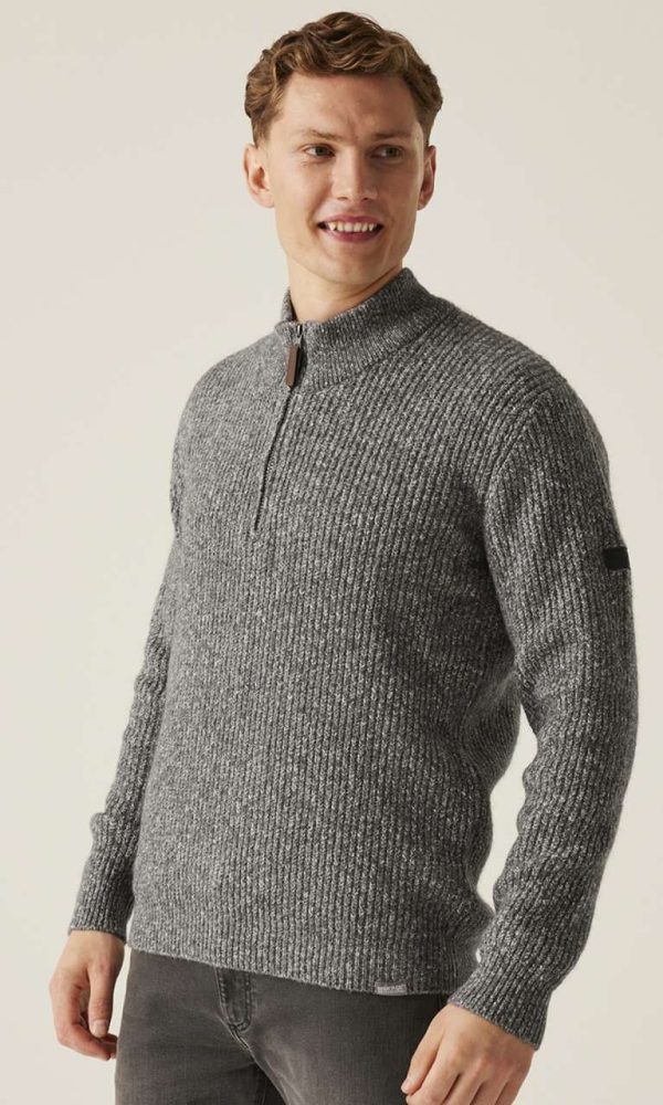 SOLOMON ZIP-NECK KNITTED PULLOVER