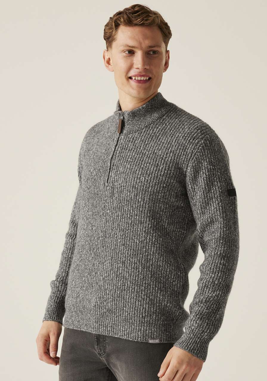 SOLOMON ZIP-NECK KNITTED PULLOVER