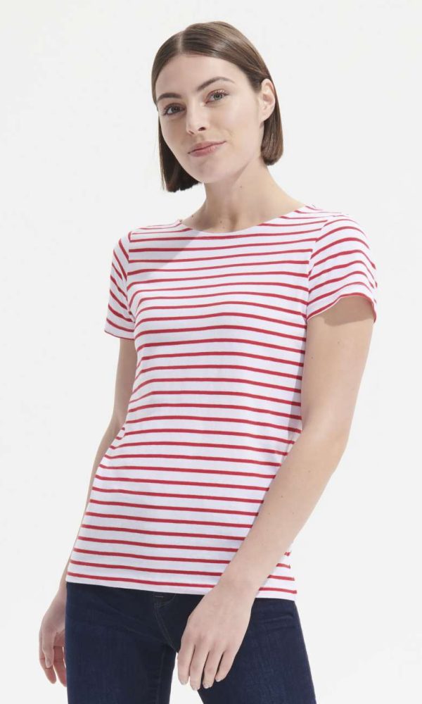 SOL'S MILES WOMEN - ROUND NECK STRIPED T-SHIRT