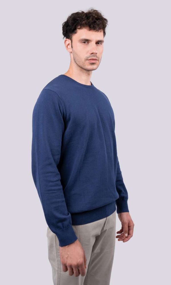 MEN’S CREW NECK FINE GAUGE COTTON PULLOVER