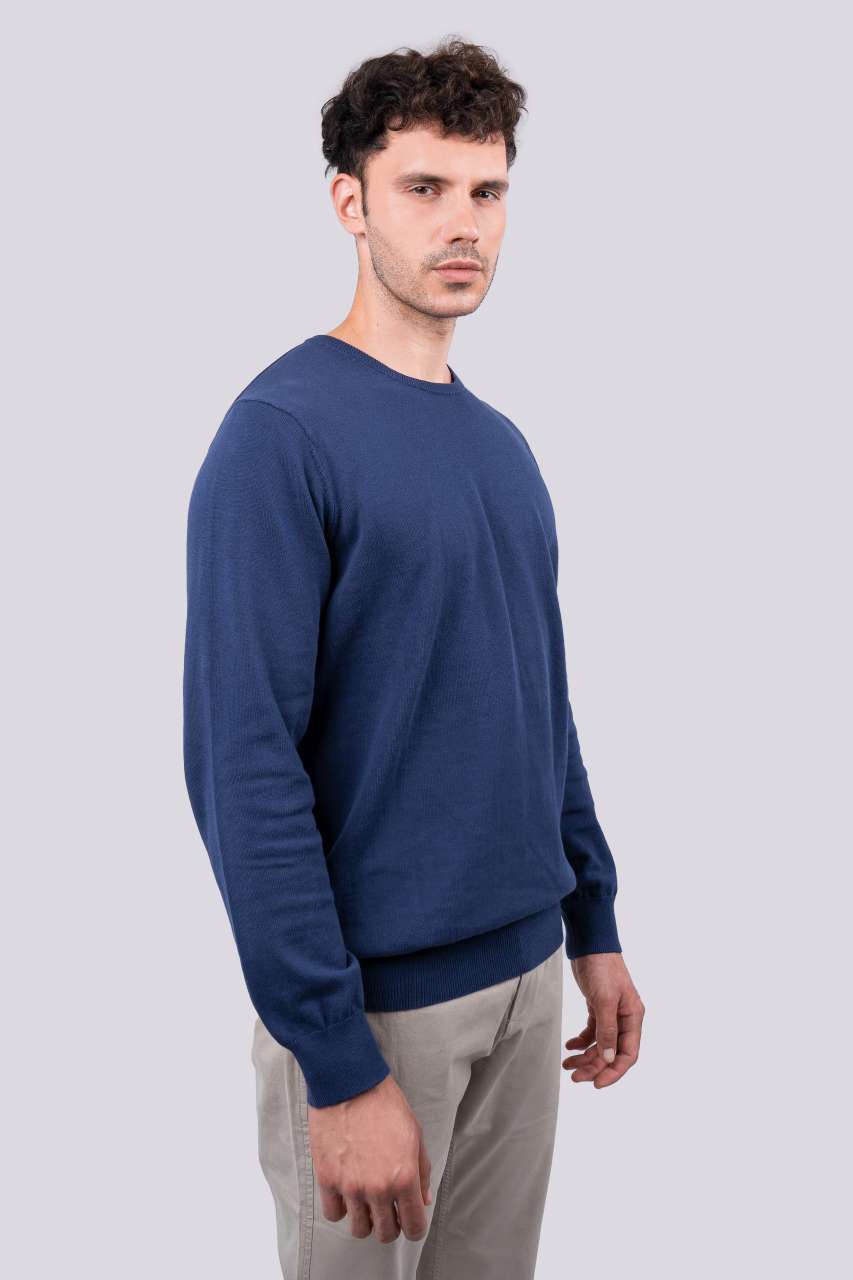 MEN’S CREW NECK FINE GAUGE COTTON PULLOVER