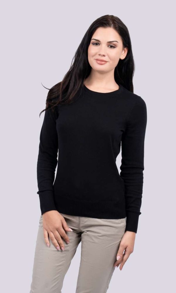 WOMEN’S CREW NECK FINE GAUGE COTTON PULLOVER