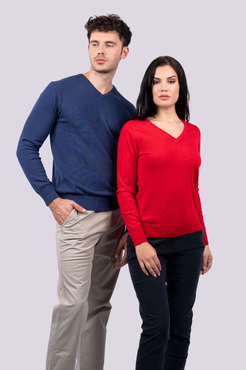 WOMEN’S V-NECK FINE GAUGE COTTON PULLOVER - Slika 3