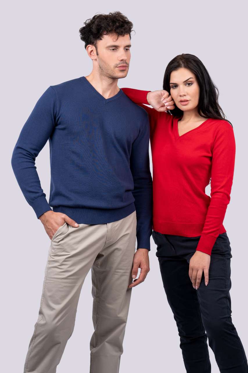 WOMEN’S V-NECK FINE GAUGE COTTON PULLOVER - Slika 4
