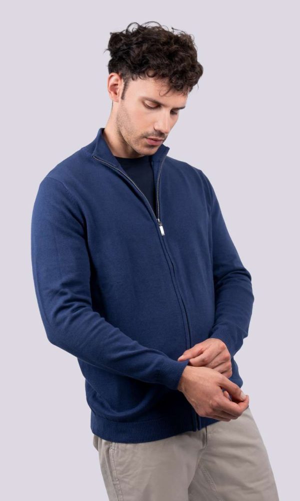 MEN’S FULL ZIP CARDIGAN FINE GAUGE COTTON