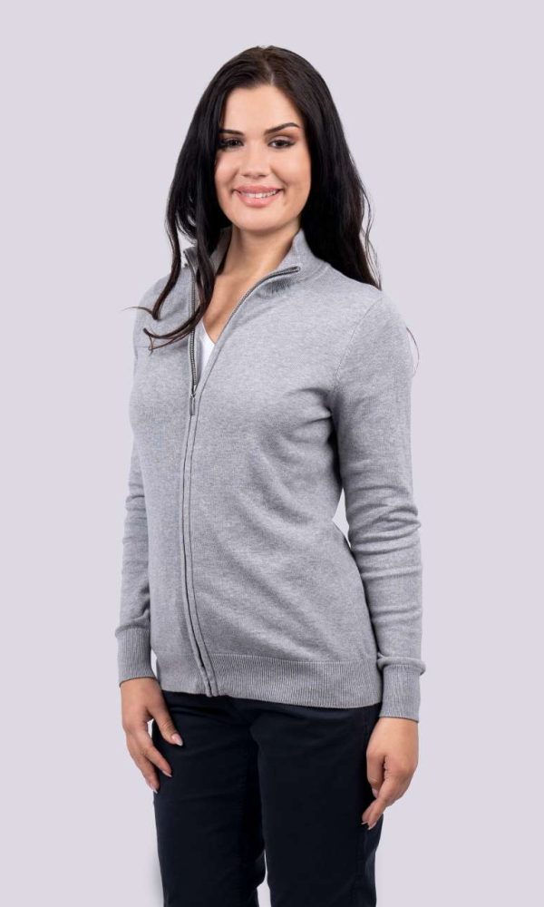 WOMEN’S FULL ZIP CARDIGAN FINE GAUGE COTTON