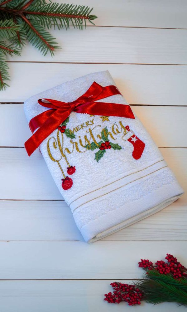 OLIMA CHRISTMAS TOWEL - MERRY CHRISTMAS ORNAMENTS