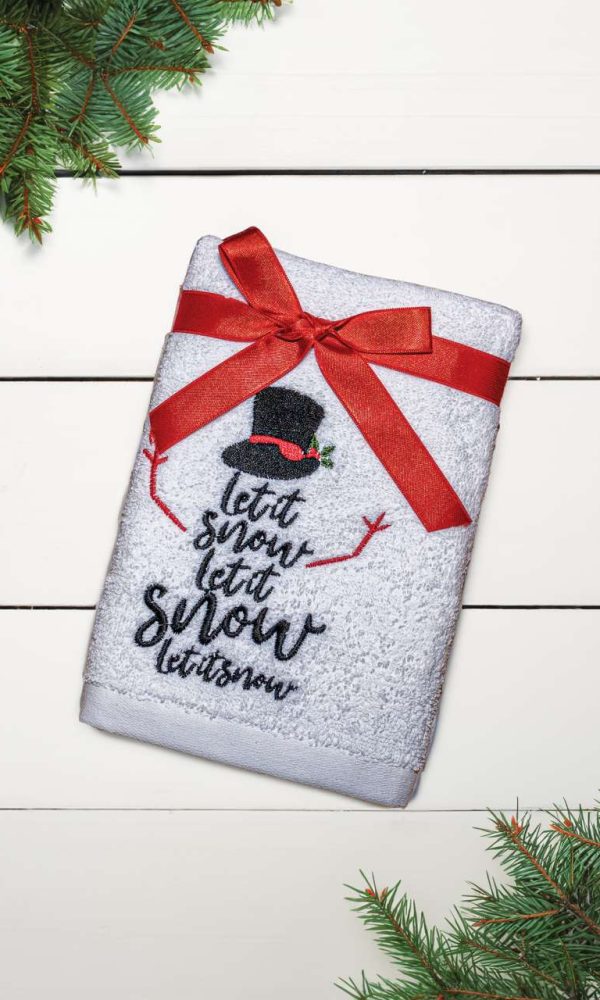OLIMA CHRISTMAS TOWEL - LET IT SNOW SNOWMAN