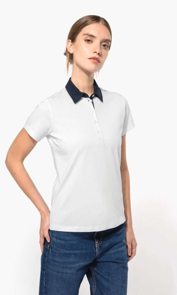 LADIES' TWO-TONE JERSEY POLO SHIRT