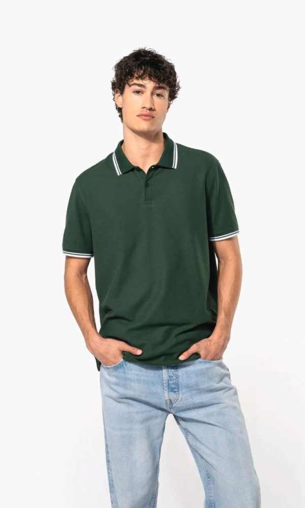 MEN'S SHORT-SLEEVED POLOSHIRT WITH CONTRASTING PIPING