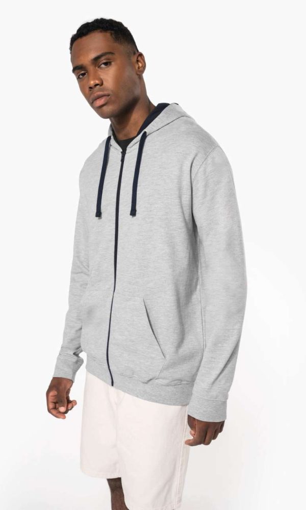 MEN'S CONTRAST HOODED FULL ZIP SWEATSHIRT