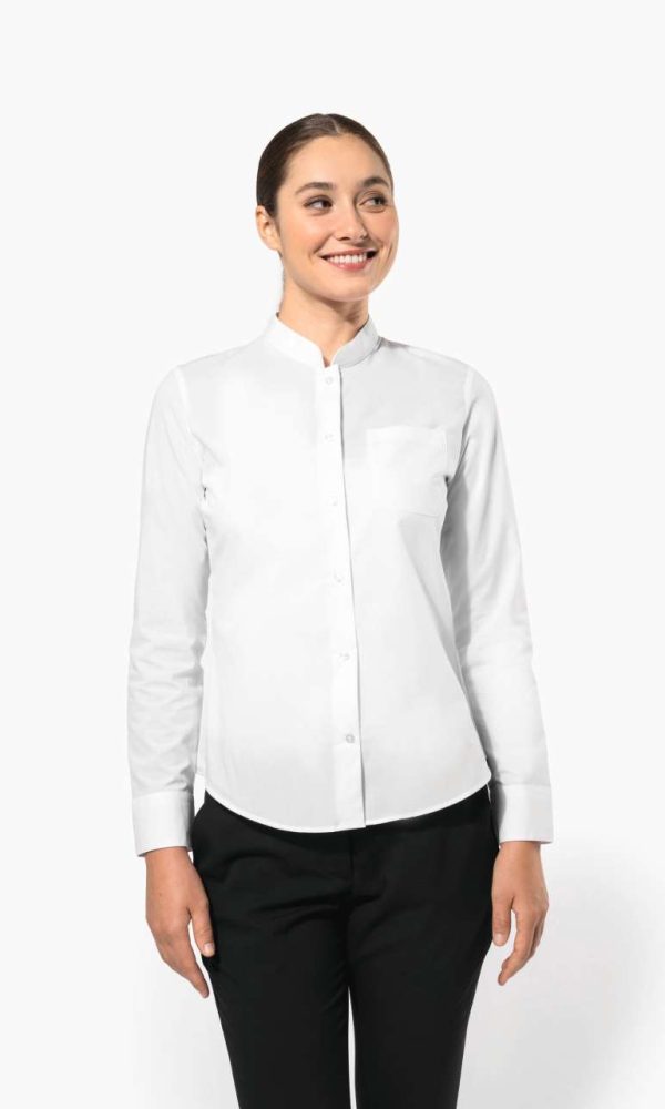 LADIES' LONG-SLEEVED MANDARIN COLLAR SHIRT