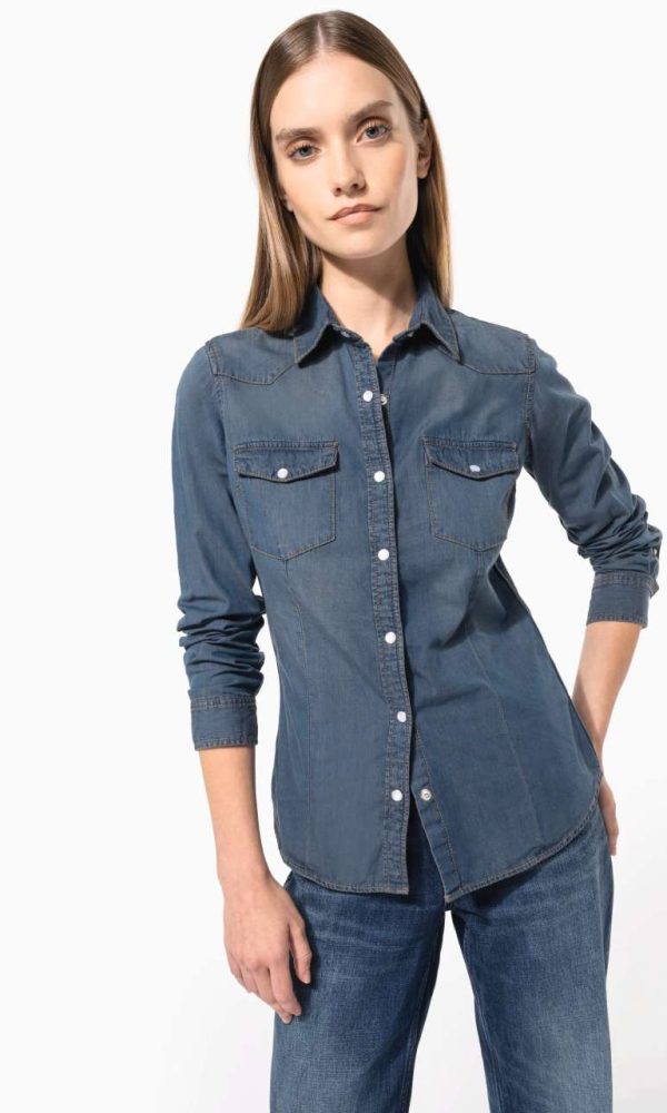 LADIES' LONG-SLEEVED DENIM SHIRT