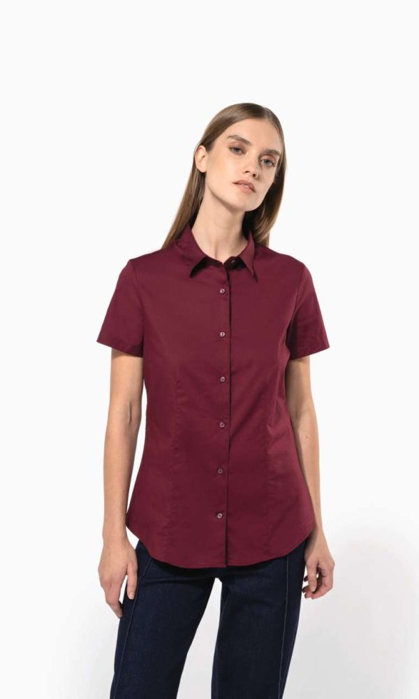 LADIES' SHORT-SLEEVED COTTON/ELASTANE SHIRT