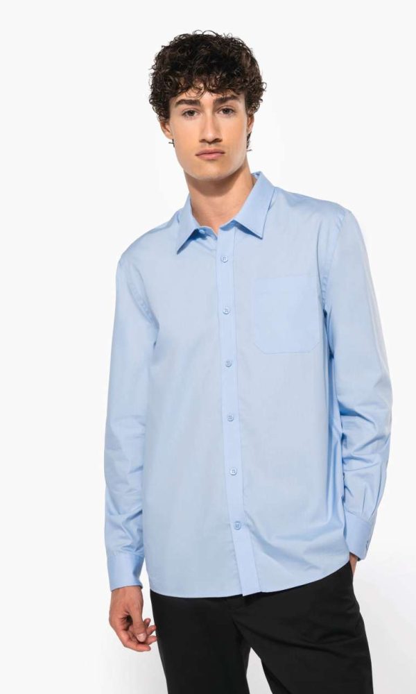 MEN'S LONG-SLEEVED COTTON POPLIN SHIRT