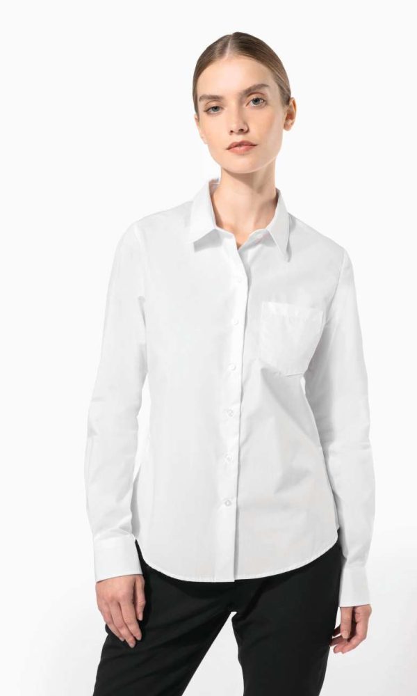 LADIES' LONG-SLEEVED COTTON POPLIN SHIRT