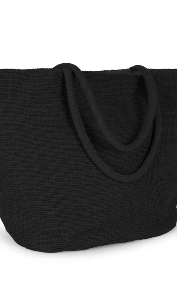 WOVEN JUTE SHOPPING BAG WITH KNIT CANVAS EFFECT