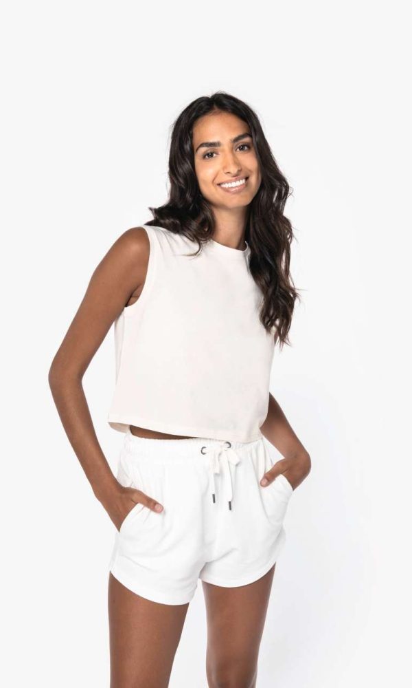 ECO-FRIENDLY LADIES’ SLEEVELESS CROP T-SHIRT