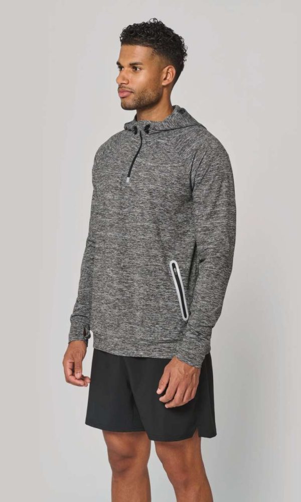 ZIP NECK HOODED SPORTS SWEATSHIRT