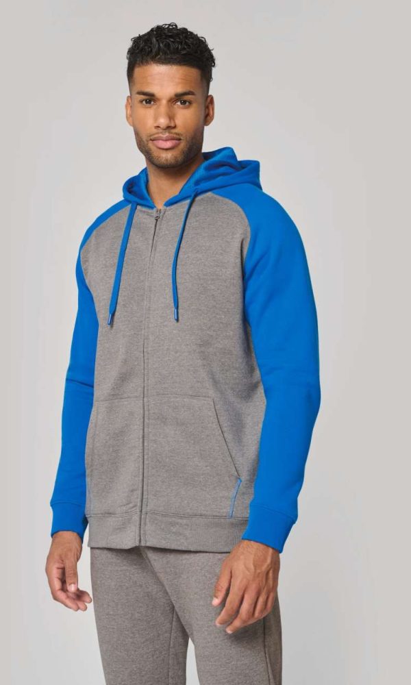 UNISEX TWO-TONE ZIPPED HOODED FLEECE JACKET